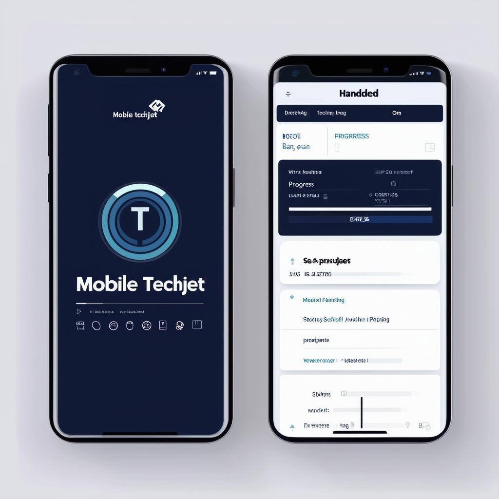 android and ios handeld mobile device displaying setup progress bar and the Mobile techjet webpage